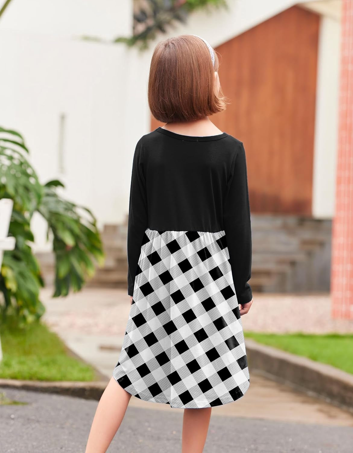 Girls Dress Kids Holiday Casual Long Sleeve High Low Swing Midi Dresses