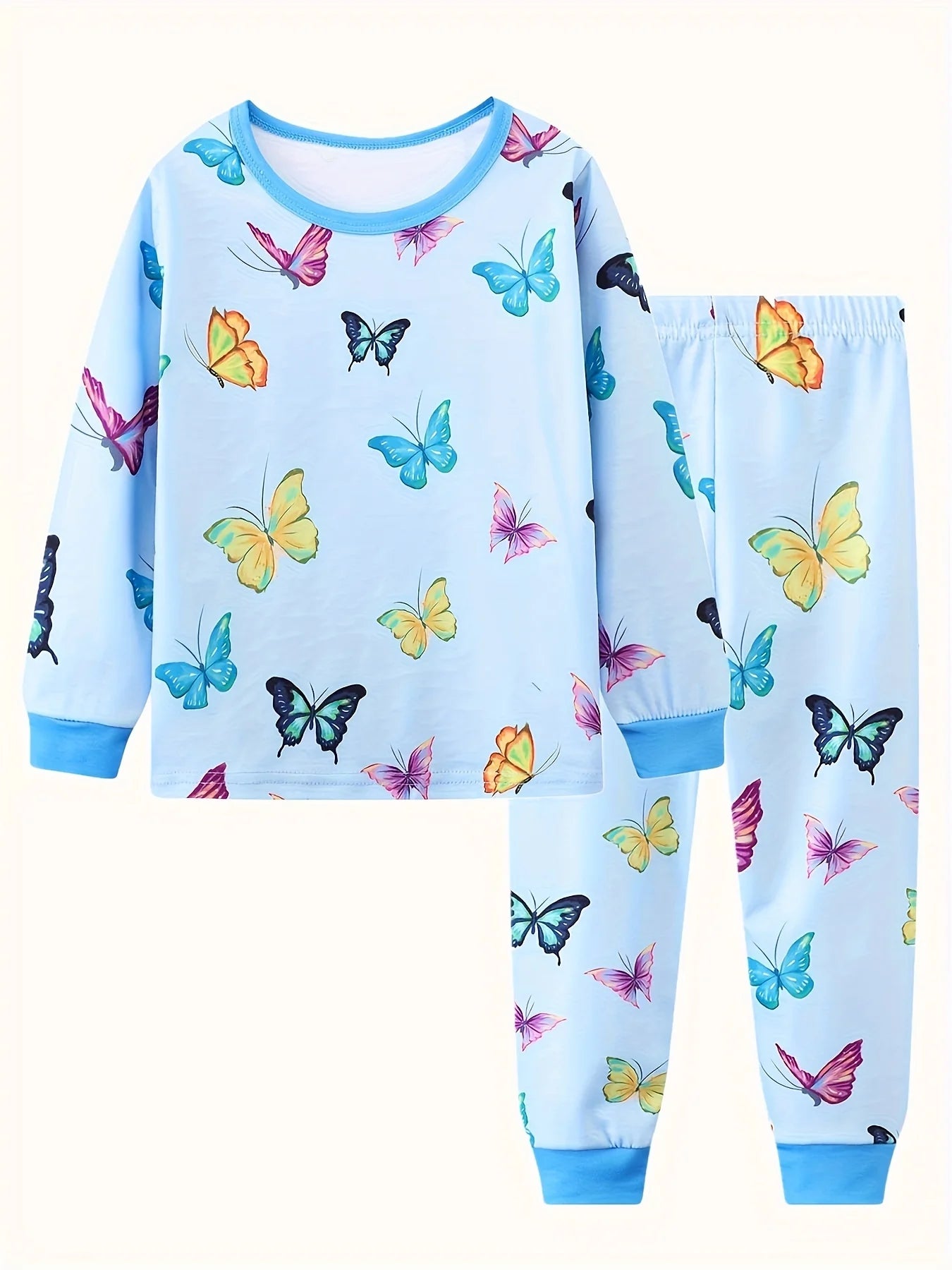 Girls Unicorn Cartoon Long Sleeve Pajamas Two Piece Set