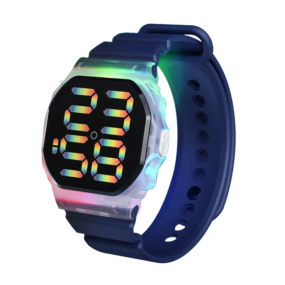 Hot Selling Kids Sports Electronic Watch Minimalist Polygonal LED Illusion Luminous Student Sports Watch Bracelet