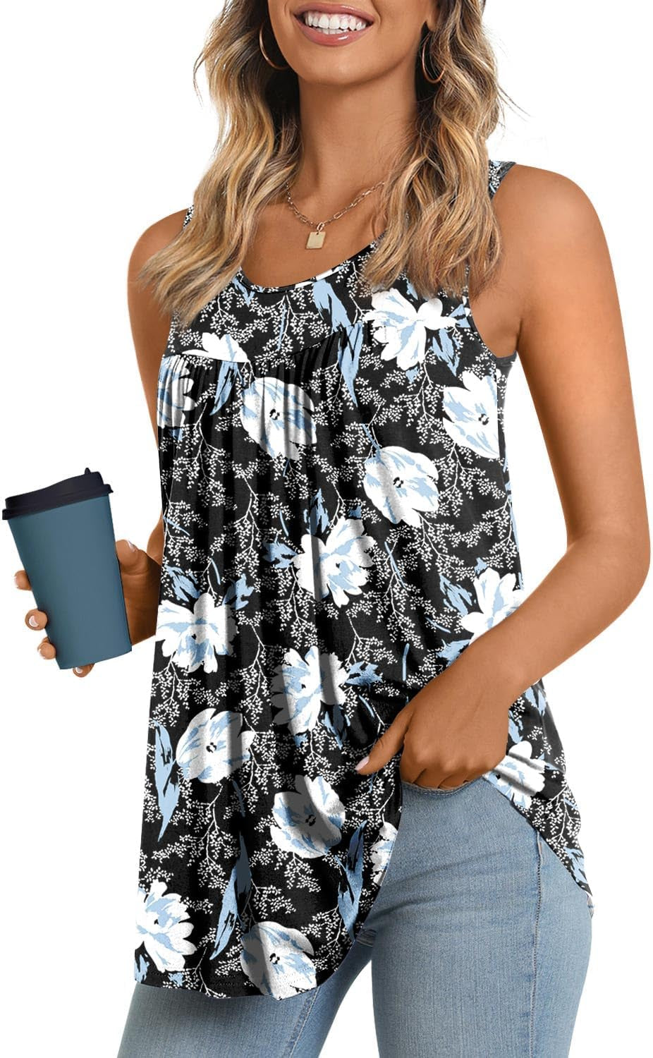 Women'S Tank Tops 2026 Summer Tunics Casual Sleeveless Shirts Ladies Loose Fit Blouses S-4XL