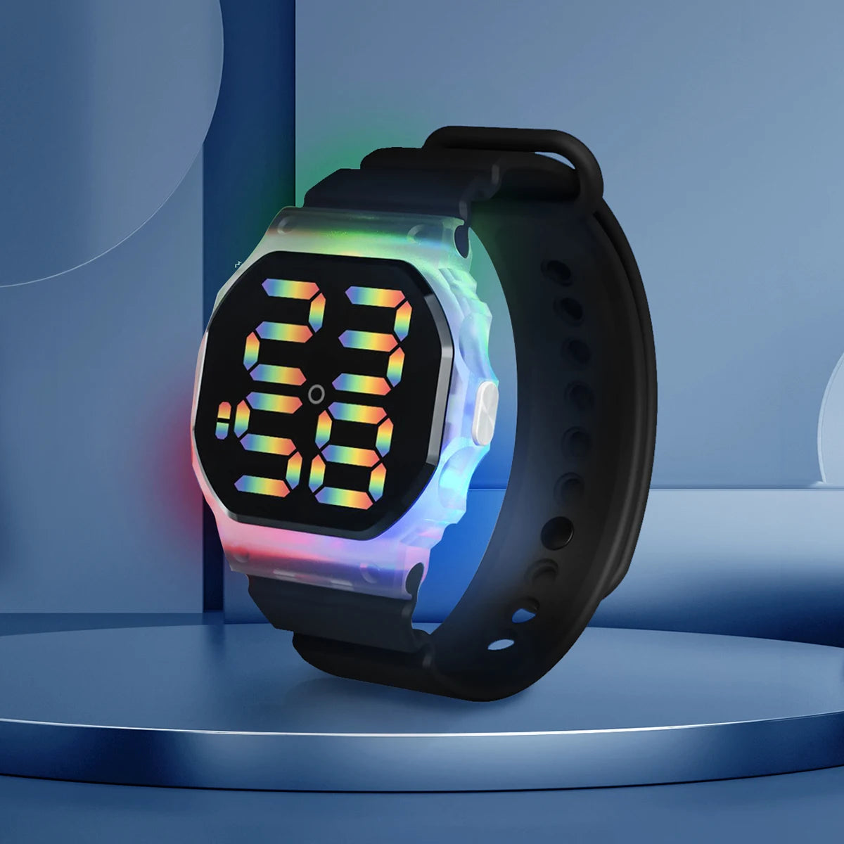 Hot Selling Kids Sports Electronic Watch Minimalist Polygonal LED Illusion Luminous Student Sports Watch Bracelet