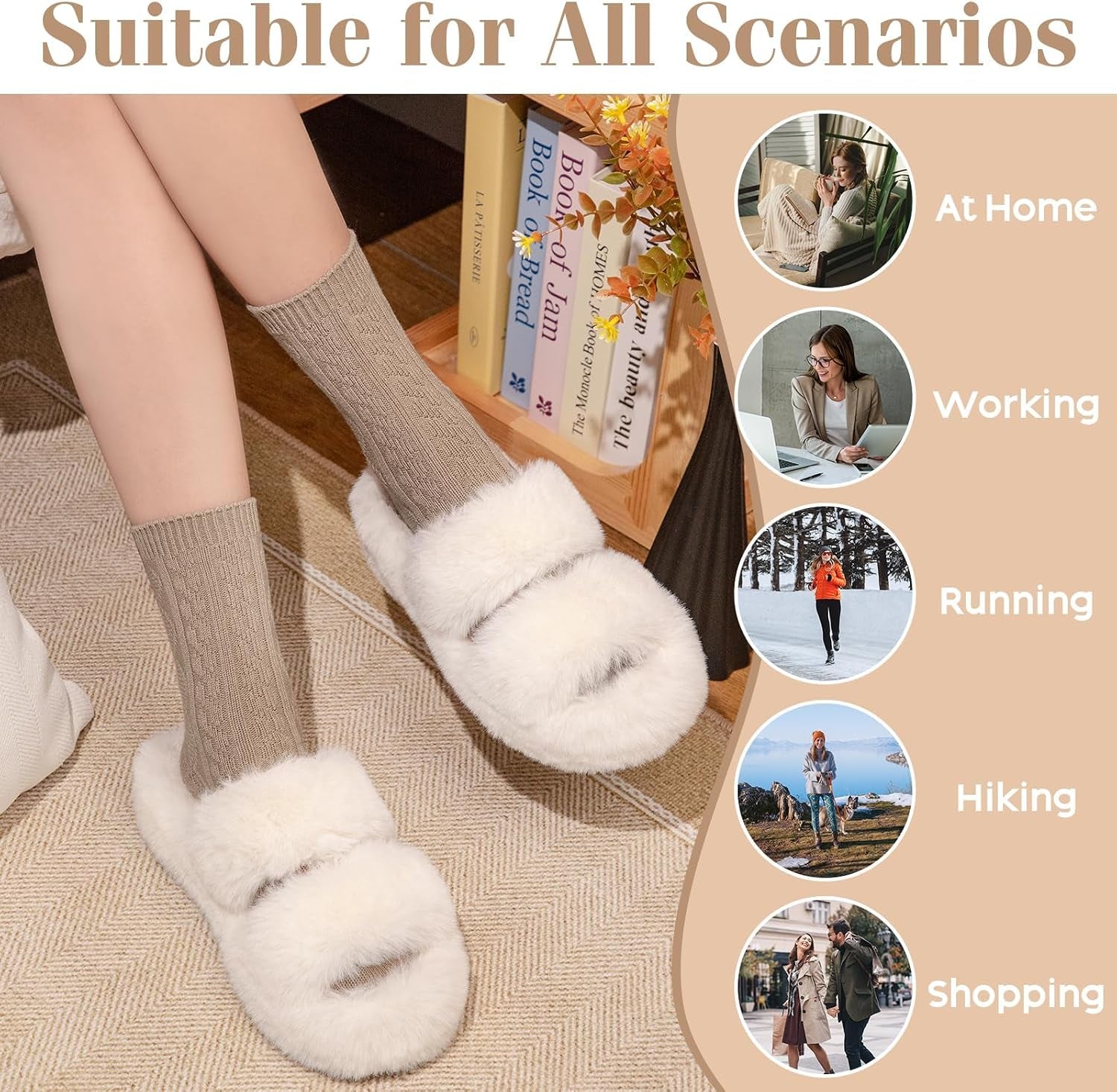 5 Pairs Wool Socks for Women, Winter Warm Cute Cat Crew Socks