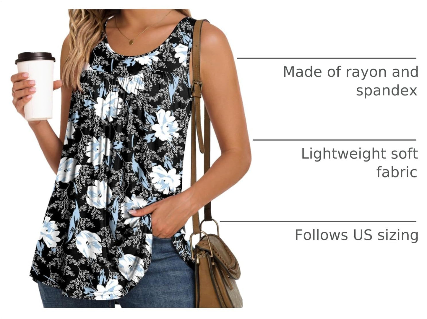 Women'S Tank Tops 2026 Summer Tunics Casual Sleeveless Shirts Ladies Loose Fit Blouses S-4XL