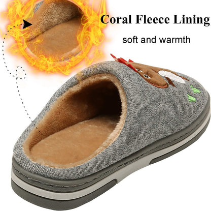 Children's Cozy Plush Dinosaur House Slippers - Non-Slip Cotton Indoor Shoes for Winter