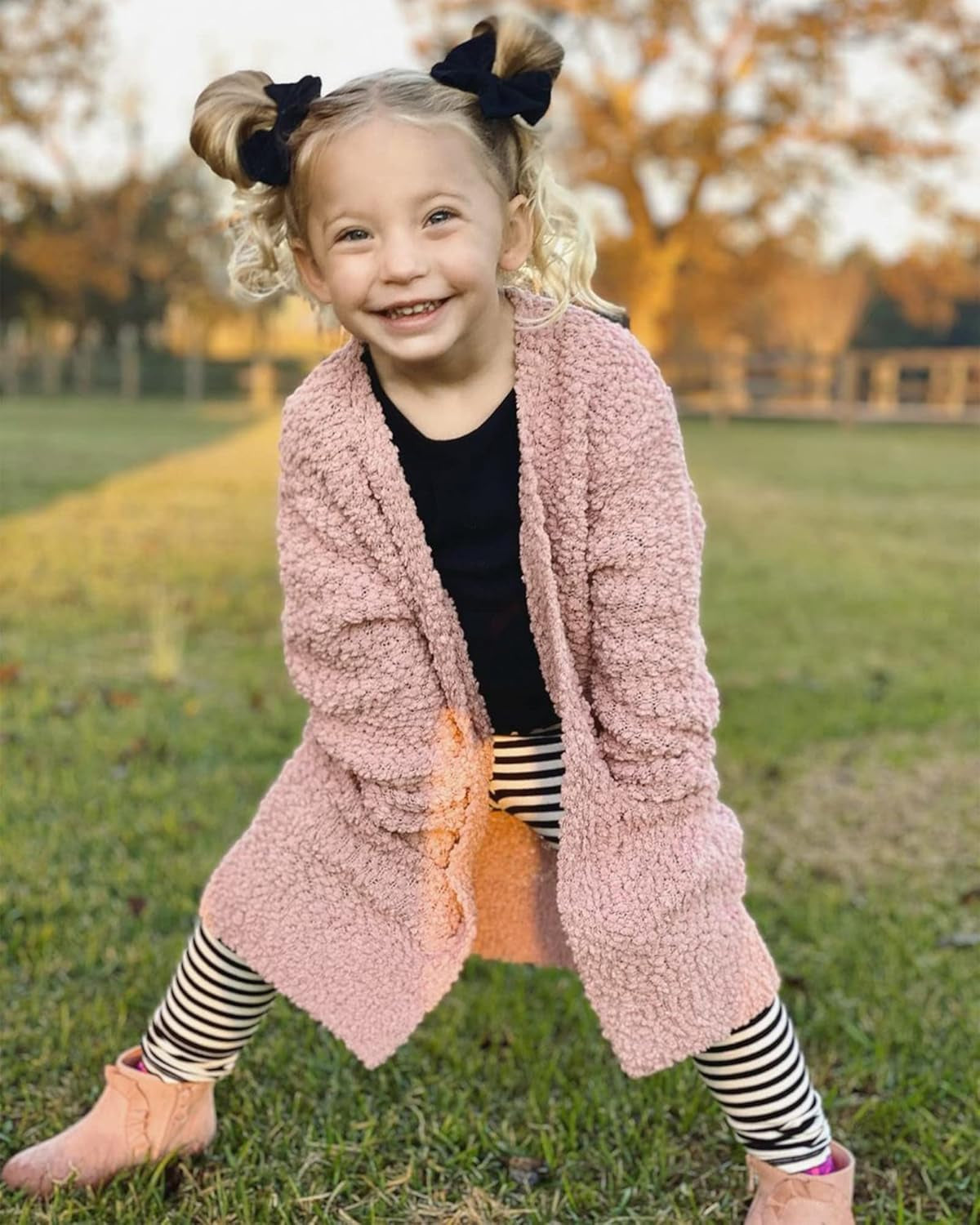 Warm Cardigan for Girl Open Front Sweater Girls Lightweight Cardigan Sweaters Sweeter for Girl Fall Sweaters Silver Pink Size Xx-Large