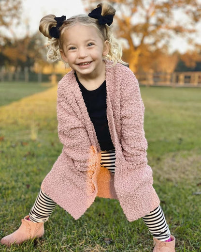 Warm Cardigan for Girl Open Front Sweater Girls Lightweight Cardigan Sweaters Sweeter for Girl Fall Sweaters Silver Pink Size Xx-Large