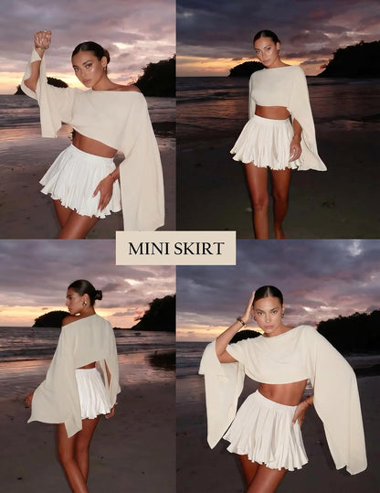 Women'S Pleated Mini Skirt Ruffle Flowy Tennis Skirt Rave Outfit
