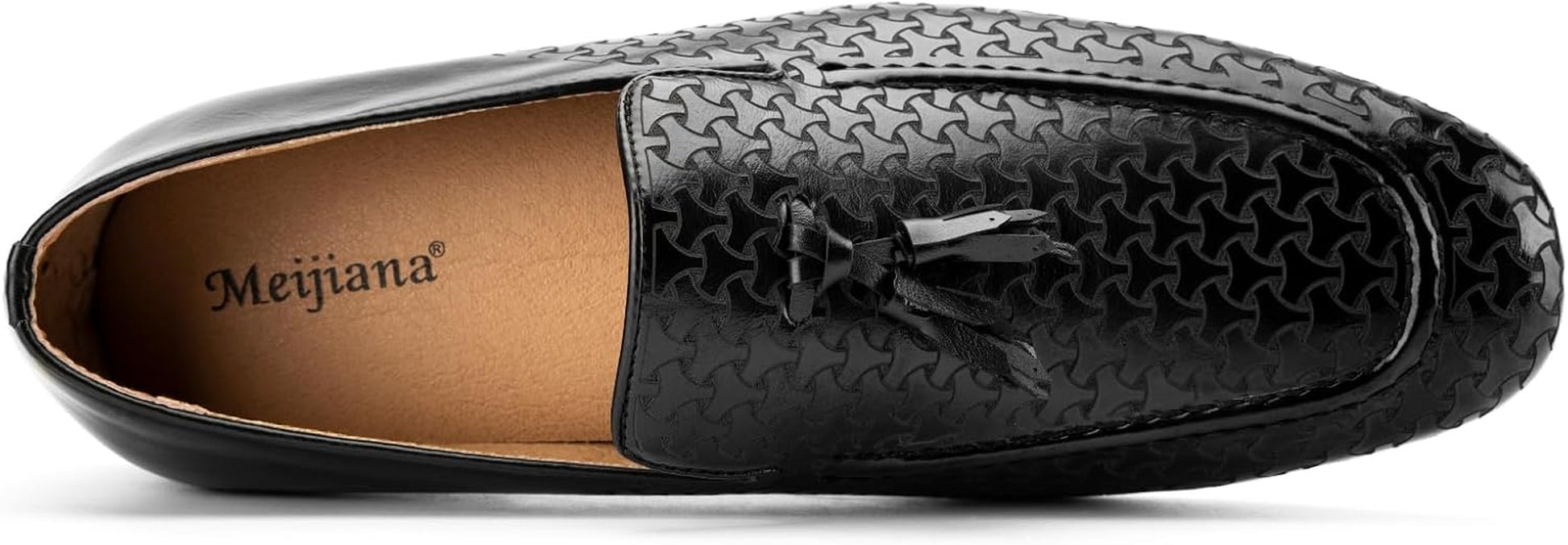 Men's Slip-On Loafers with Laser-Carved Design and Tassel Detail, Microfiber PU Leather Upper, Classic Comfort