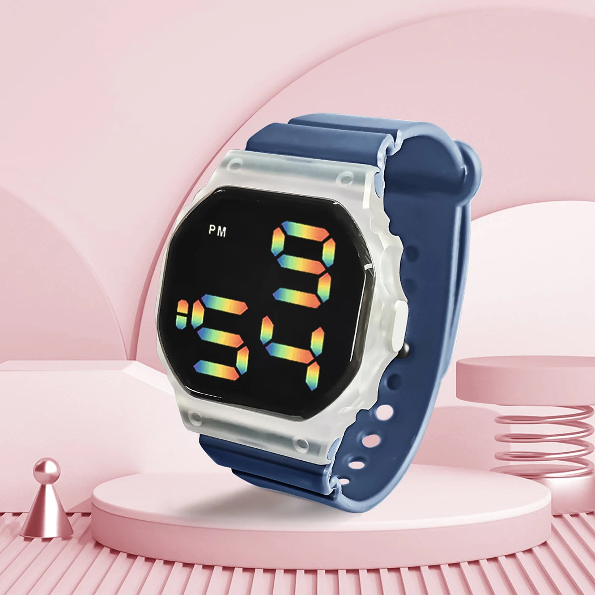 Hot Selling Kids Sports Electronic Watch Minimalist Polygonal LED Illusion Luminous Student Sports Watch Bracelet