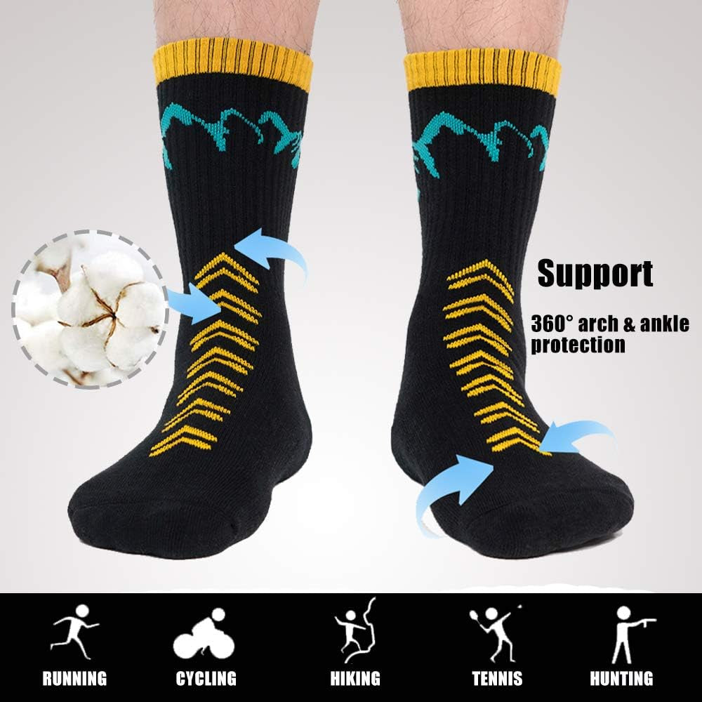 Men'S Hiking Socks Moisture Wicking Cushioned Crew Boot Socks