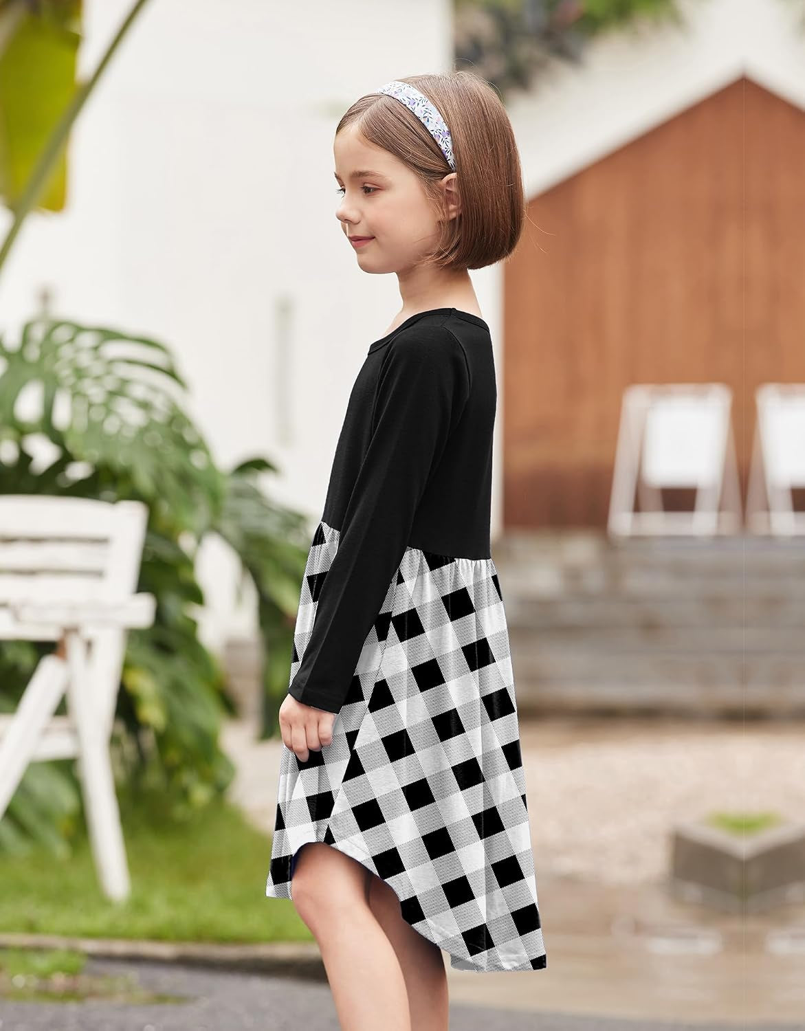 Girls Dress Kids Holiday Casual Long Sleeve High Low Swing Midi Dresses