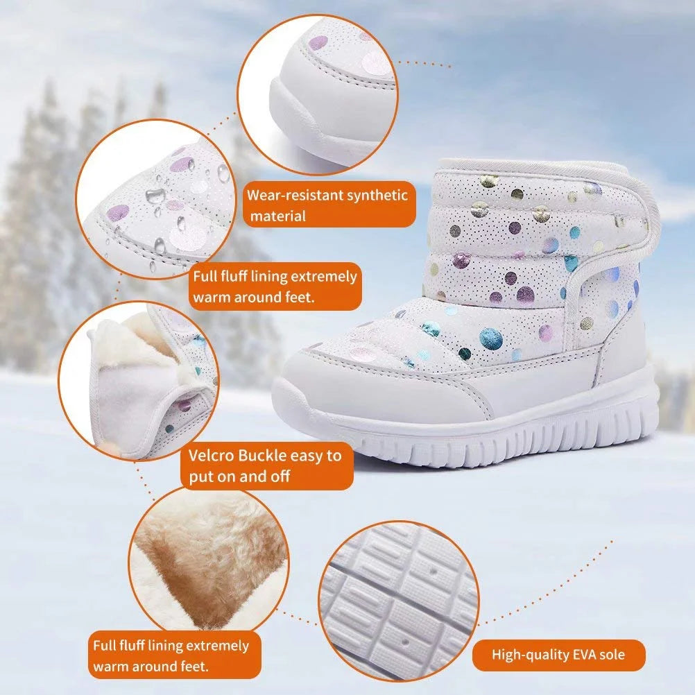 GUBARUN Boys Girls Toddler Snow Boots Waterproof Slip Resistant Outdoor Kids Winter Shoes
