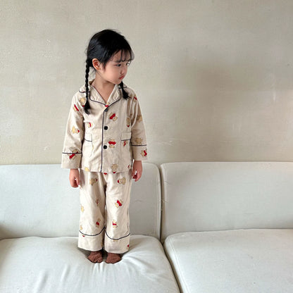 Cartoon Bear Kids Pajama Sets Children'S Clothing Cotton Pajama Set for Boys Girls Spring Autumn Home Clothing Two-Piece Set