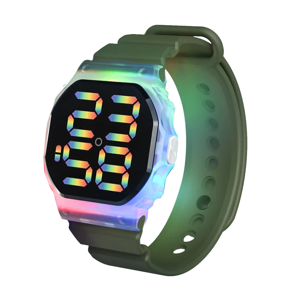 Hot Selling Kids Sports Electronic Watch Minimalist Polygonal LED Illusion Luminous Student Sports Watch Bracelet