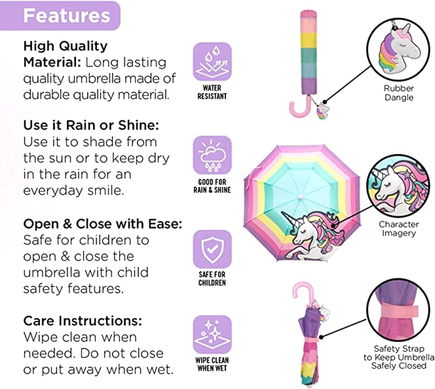 Kids Umbrella for Girls and Boys & Rain Coats Set -Toddler Umbrellas Kids Raincoat Boys Girls Jacket