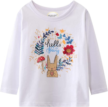 Girl Long Sleeve Shirts Christams Tops Tees Cotton Casual Stripe Crewneck Graphic Jersey Tunic T-Shirts 3 Packs Sets