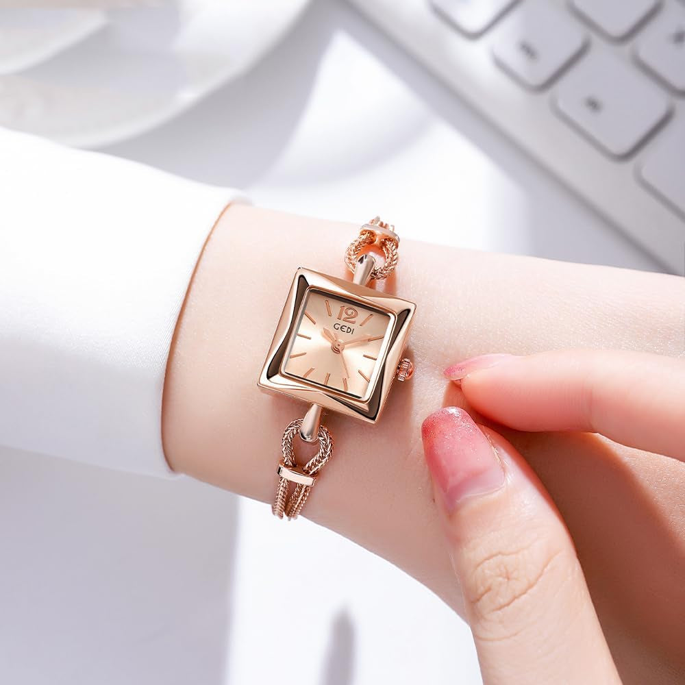 Women Bling Diamonds Rose Gold Watches Dress Analog Waterproof Quartz Watch for Female Mosaic with Glitter Diamonds Bracelet