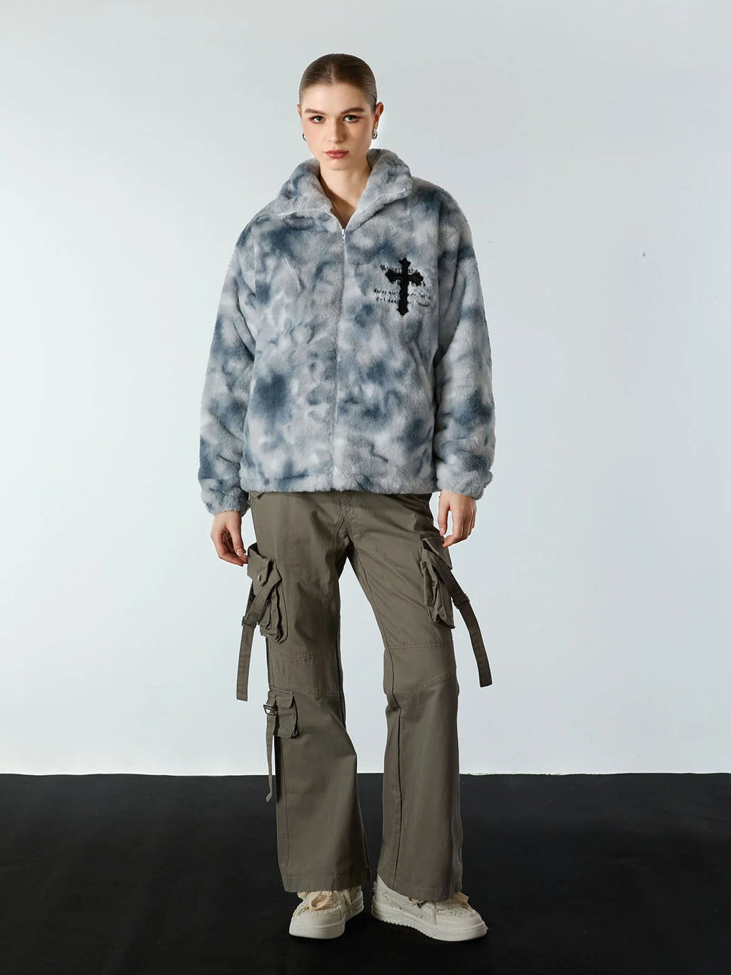 Heavy-Duty Faux Lambswool Tie-Dye Urban Jacket - 1558