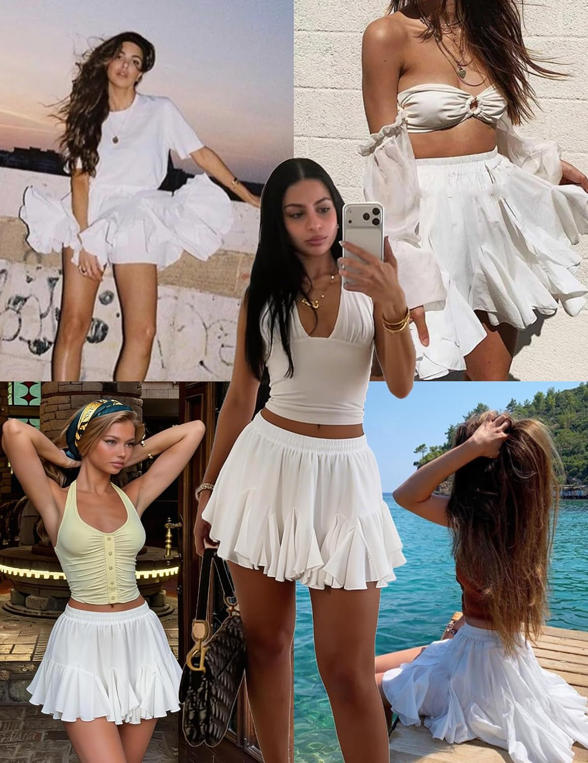 Women'S Pleated Mini Skirt Ruffle Flowy Tennis Skirt Rave Outfit
