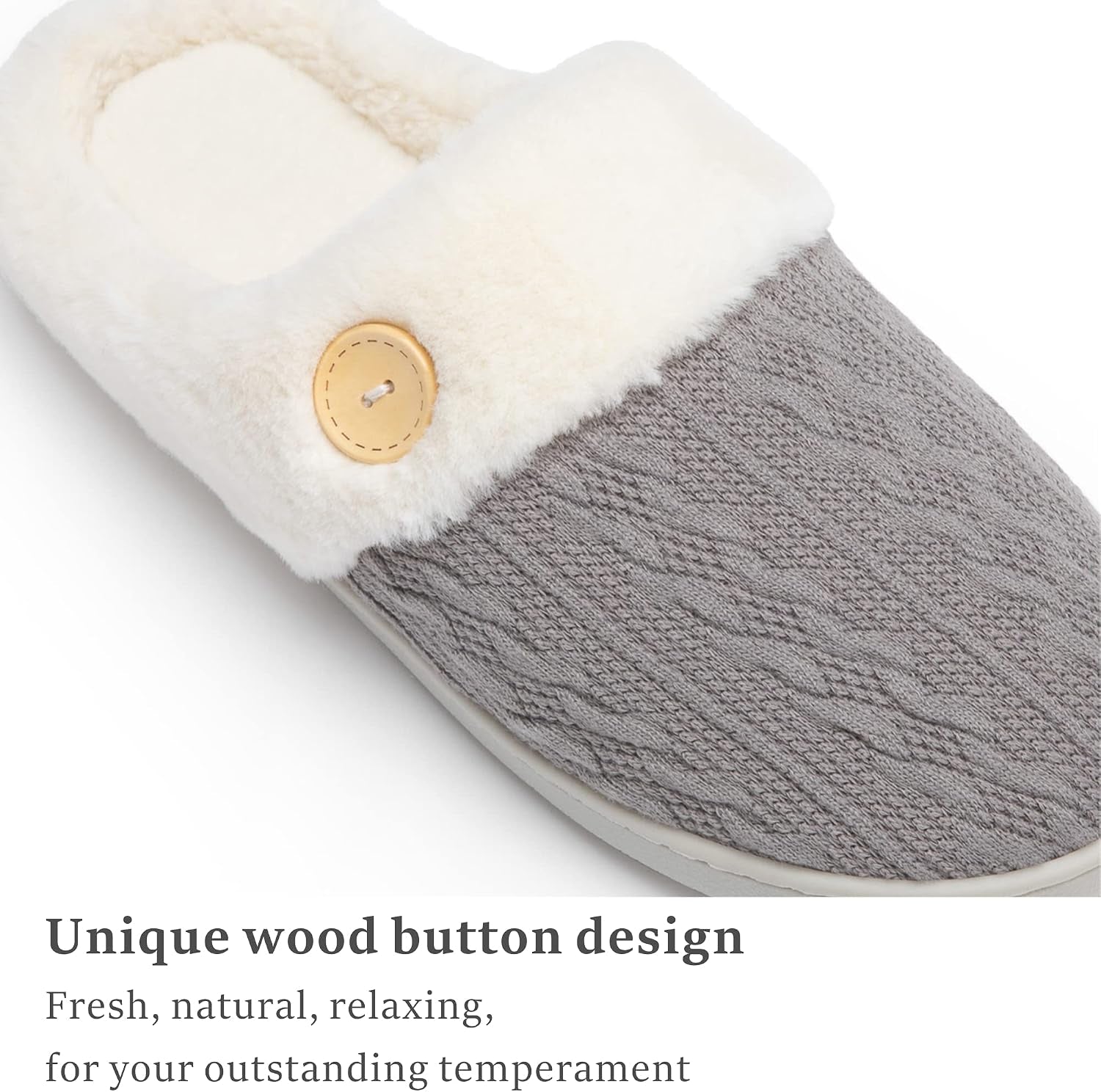 Womens Slipper Warm Comfy Memory Foam House Slippers Knitted Shoes Faux Fur Lined Anti-Skid Rubber Sole Bedroom Cozy Indoor Outdoor Slippers