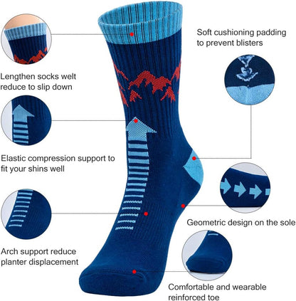Men'S Hiking Socks Moisture Wicking Cushioned Crew Boot Socks