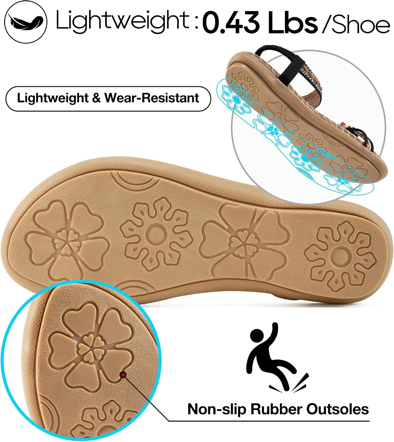 Women's Summer Flat Sandals: Casual Bohemian Beaded Toe Ring Dress Shoes for Comfortable Daily Wear and Vacation Walking
