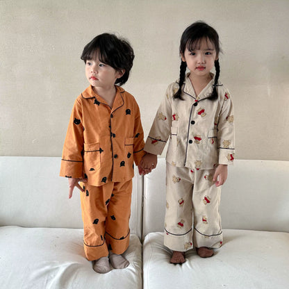 Cartoon Bear Kids Pajama Sets Children'S Clothing Cotton Pajama Set for Boys Girls Spring Autumn Home Clothing Two-Piece Set
