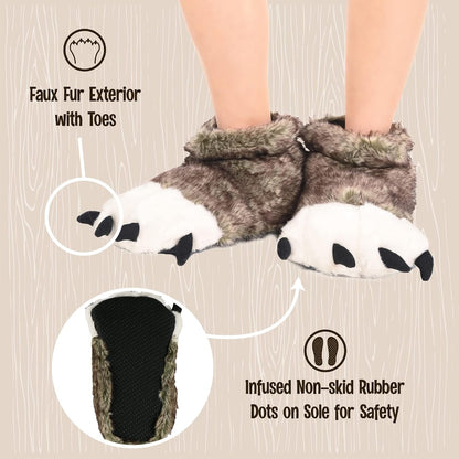 Cozy Furry Animal Paw Slippers for Children and Adults