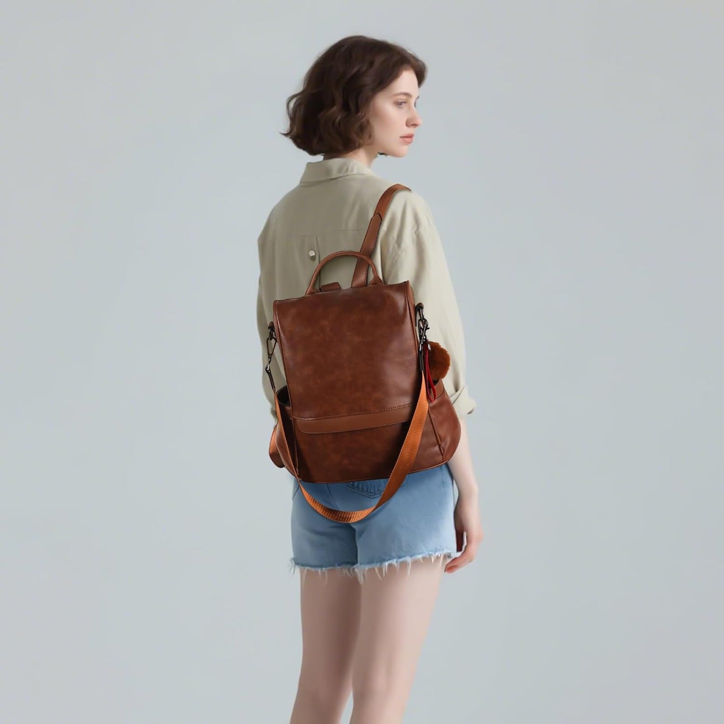 Women's Anti-Theft PU Leather Backpack Purse - Casual Shoulder Bag and Fashion Satchel