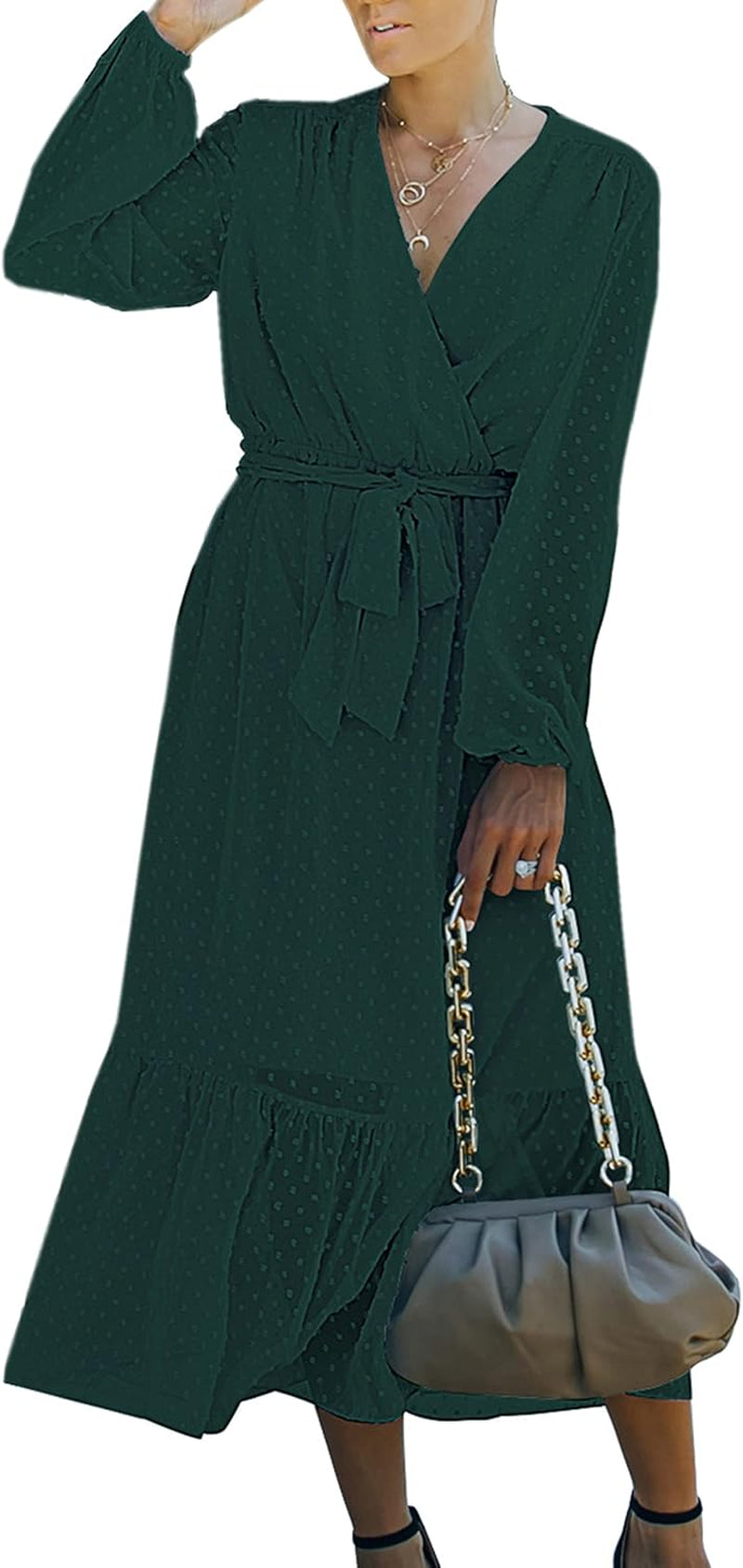 Women’S Dress Summer Boho Floral Printed Tiered V Neck Ruffle Short Sleeves Belted Midi Maxi Dresses