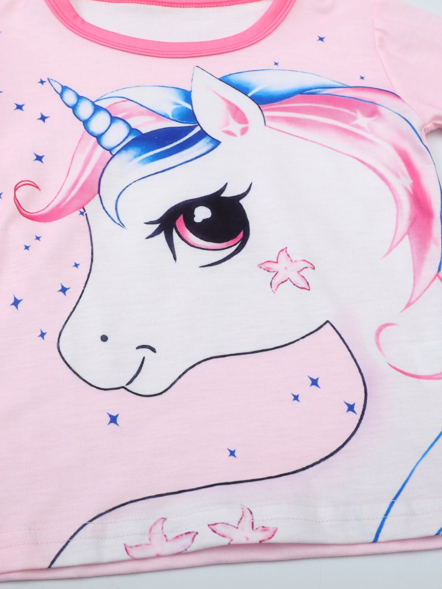 Girls Unicorn Cartoon Long Sleeve Pajamas Two Piece Set