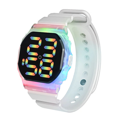 Hot Selling Kids Sports Electronic Watch Minimalist Polygonal LED Illusion Luminous Student Sports Watch Bracelet