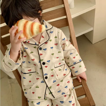 Cartoon Bear Kids Pajama Sets Children'S Clothing Cotton Pajama Set for Boys Girls Spring Autumn Home Clothing Two-Piece Set
