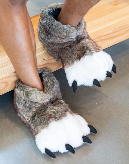 Cozy Furry Animal Paw Slippers for Children and Adults