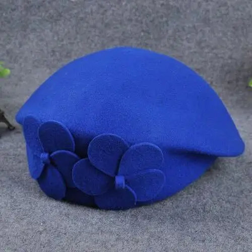 100% Wool Beret Winter Berets Women Winter Felt Beret Floral Women Felt French Beret Beanie Fedora Hat Beanie Winter Flower