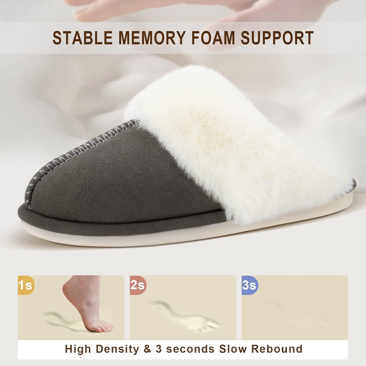 Women's Memory Foam Slippers with Non-Slip Sole for Indoor and Outdoor Use