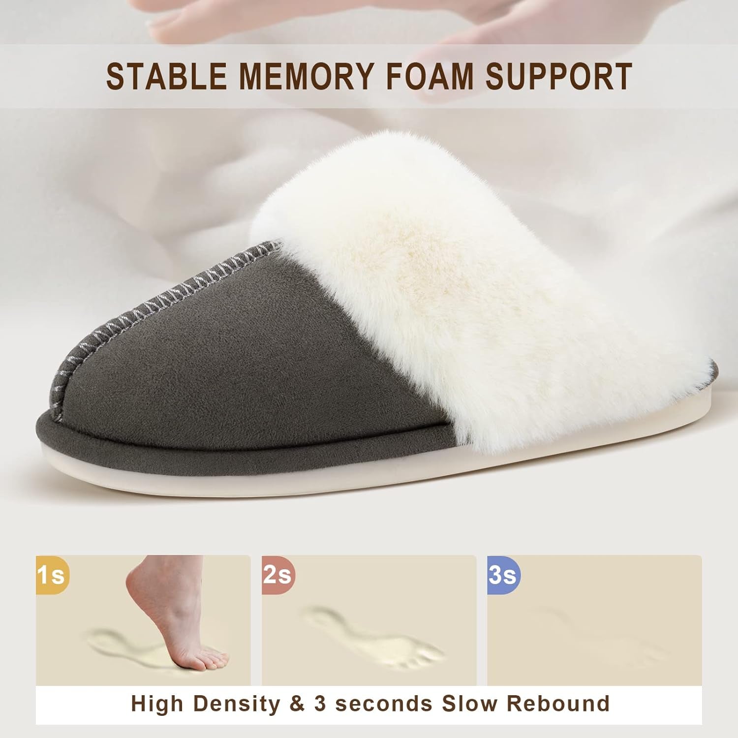 Women's Memory Foam Slippers with Non-Slip Sole for Indoor and Outdoor Use