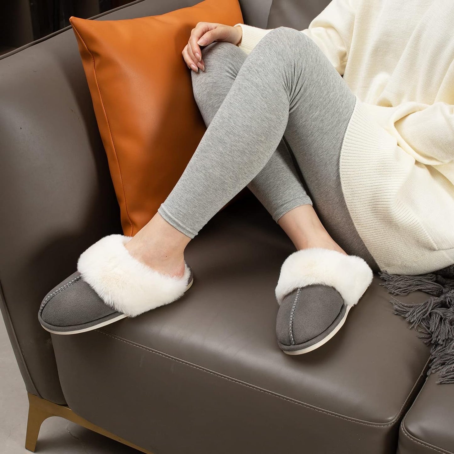 Women's Memory Foam Slippers with Non-Slip Sole for Indoor and Outdoor Use