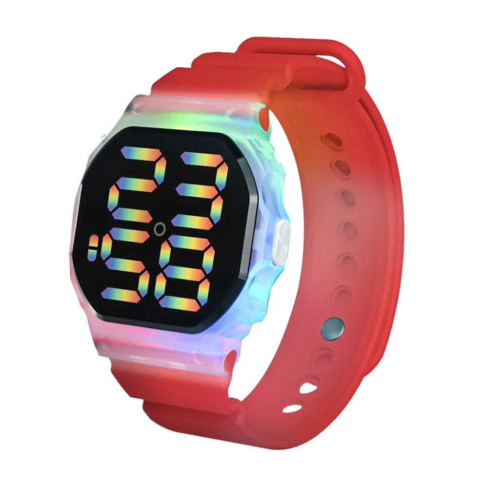 Hot Selling Kids Sports Electronic Watch Minimalist Polygonal LED Illusion Luminous Student Sports Watch Bracelet