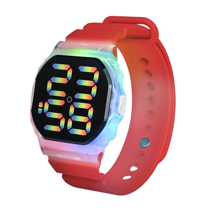 Hot Selling Kids Sports Electronic Watch Minimalist Polygonal LED Illusion Luminous Student Sports Watch Bracelet