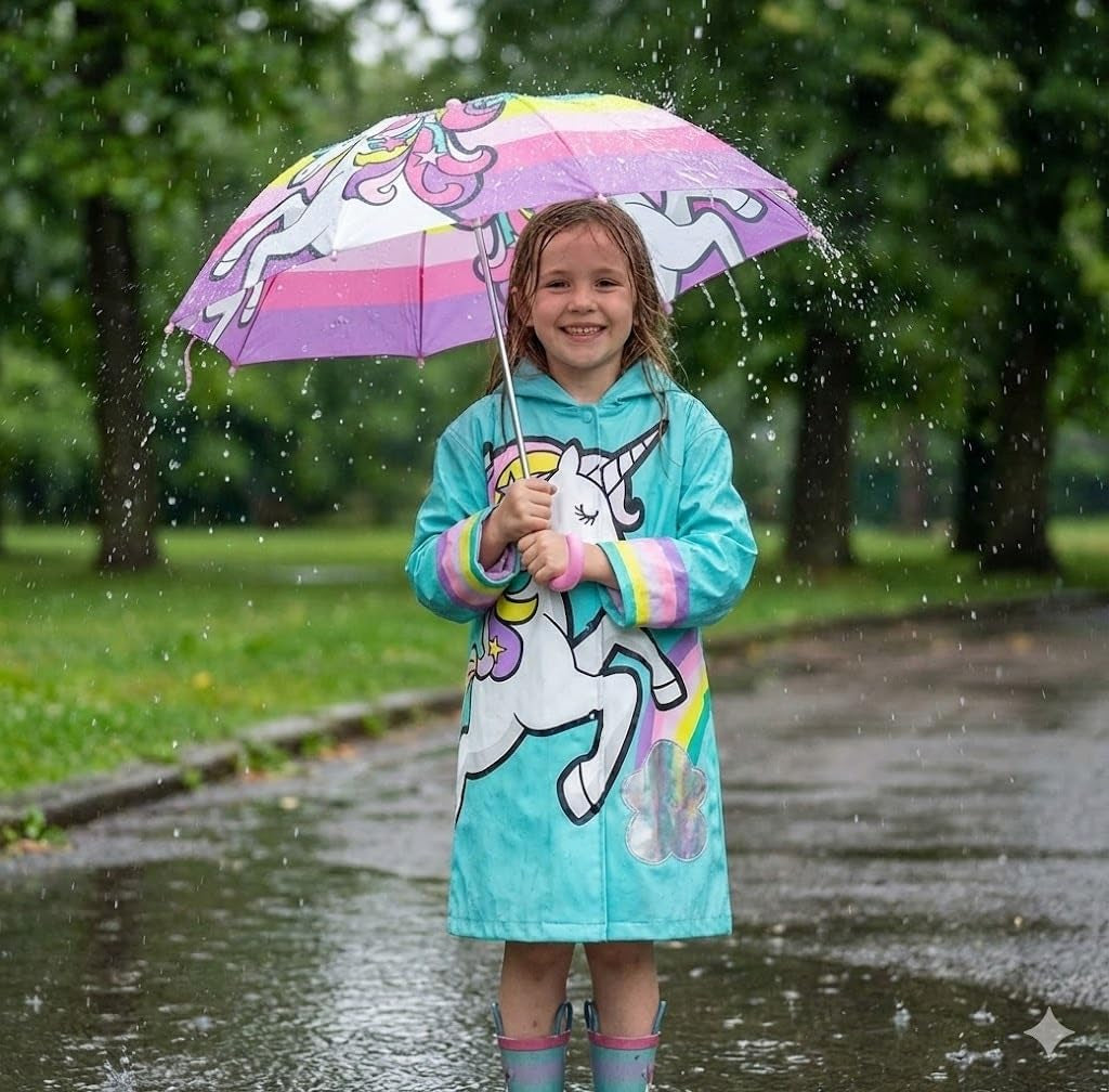 Kids Umbrella for Girls and Boys & Rain Coats Set -Toddler Umbrellas Kids Raincoat Boys Girls Jacket