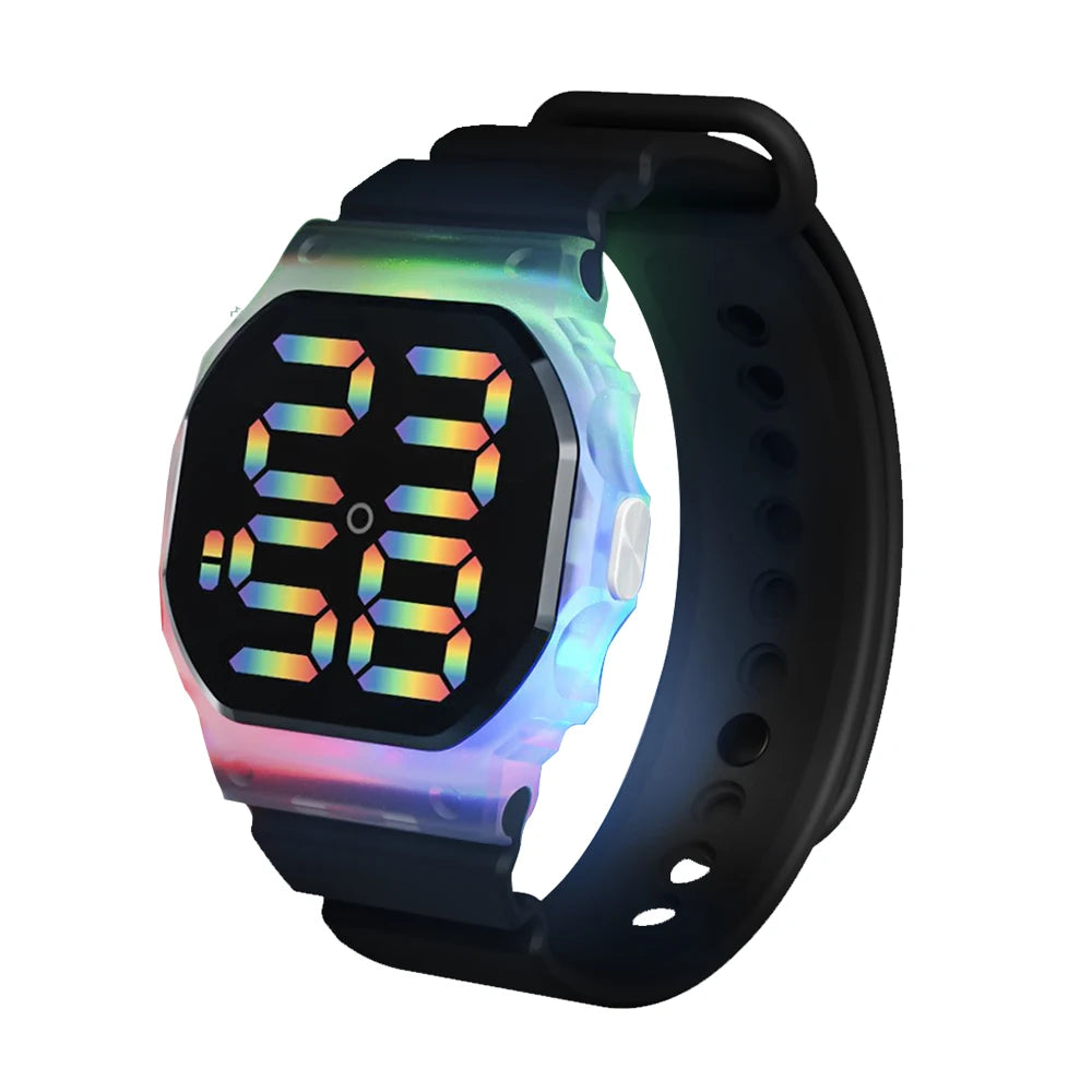 Hot Selling Kids Sports Electronic Watch Minimalist Polygonal LED Illusion Luminous Student Sports Watch Bracelet