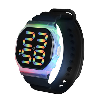 Hot Selling Kids Sports Electronic Watch Minimalist Polygonal LED Illusion Luminous Student Sports Watch Bracelet