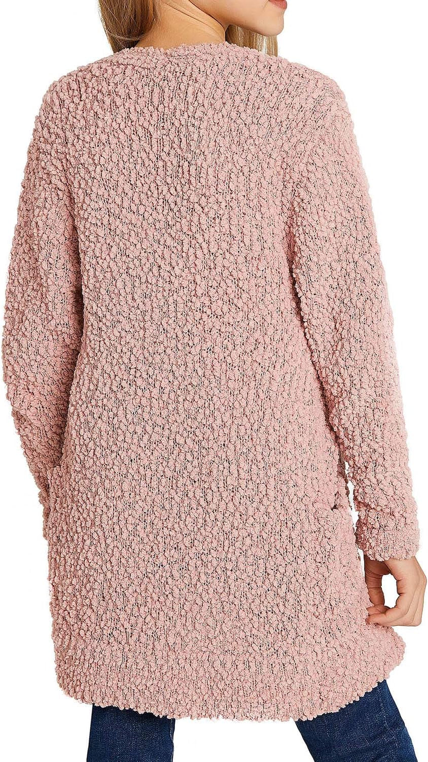 Warm Cardigan for Girl Open Front Sweater Girls Lightweight Cardigan Sweaters Sweeter for Girl Fall Sweaters Silver Pink Size Xx-Large