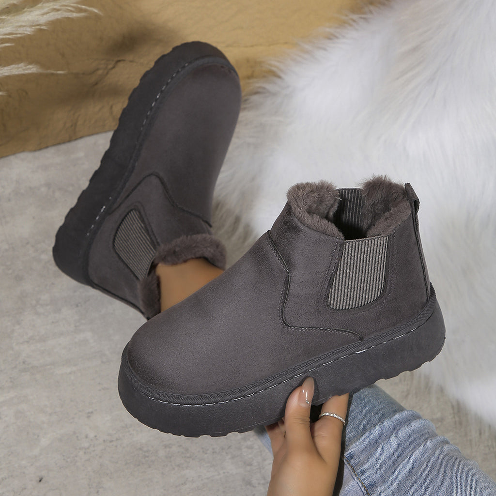 Women'S Plush Boots Winter Warm Fleece Thick Flats Snow Boots Fashion Shoes