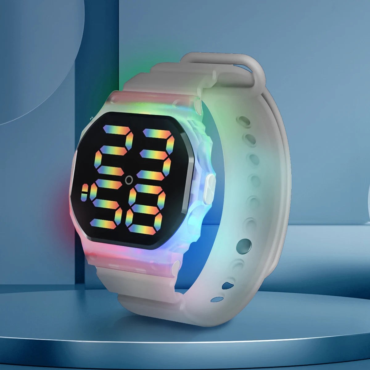 Hot Selling Kids Sports Electronic Watch Minimalist Polygonal LED Illusion Luminous Student Sports Watch Bracelet