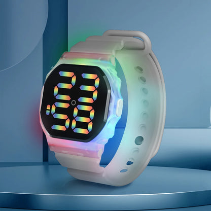 Hot Selling Kids Sports Electronic Watch Minimalist Polygonal LED Illusion Luminous Student Sports Watch Bracelet
