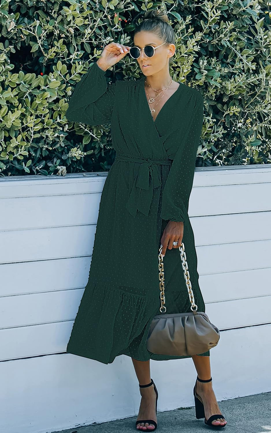 Women’S Dress Summer Boho Floral Printed Tiered V Neck Ruffle Short Sleeves Belted Midi Maxi Dresses