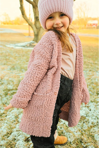 Warm Cardigan for Girl Open Front Sweater Girls Lightweight Cardigan Sweaters Sweeter for Girl Fall Sweaters Silver Pink Size Xx-Large